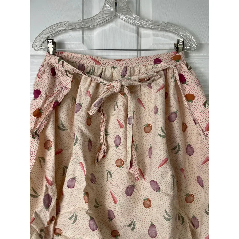 Vintage Handmade Waist Tie‎ Apron 1 Pocket Veggie Pattern